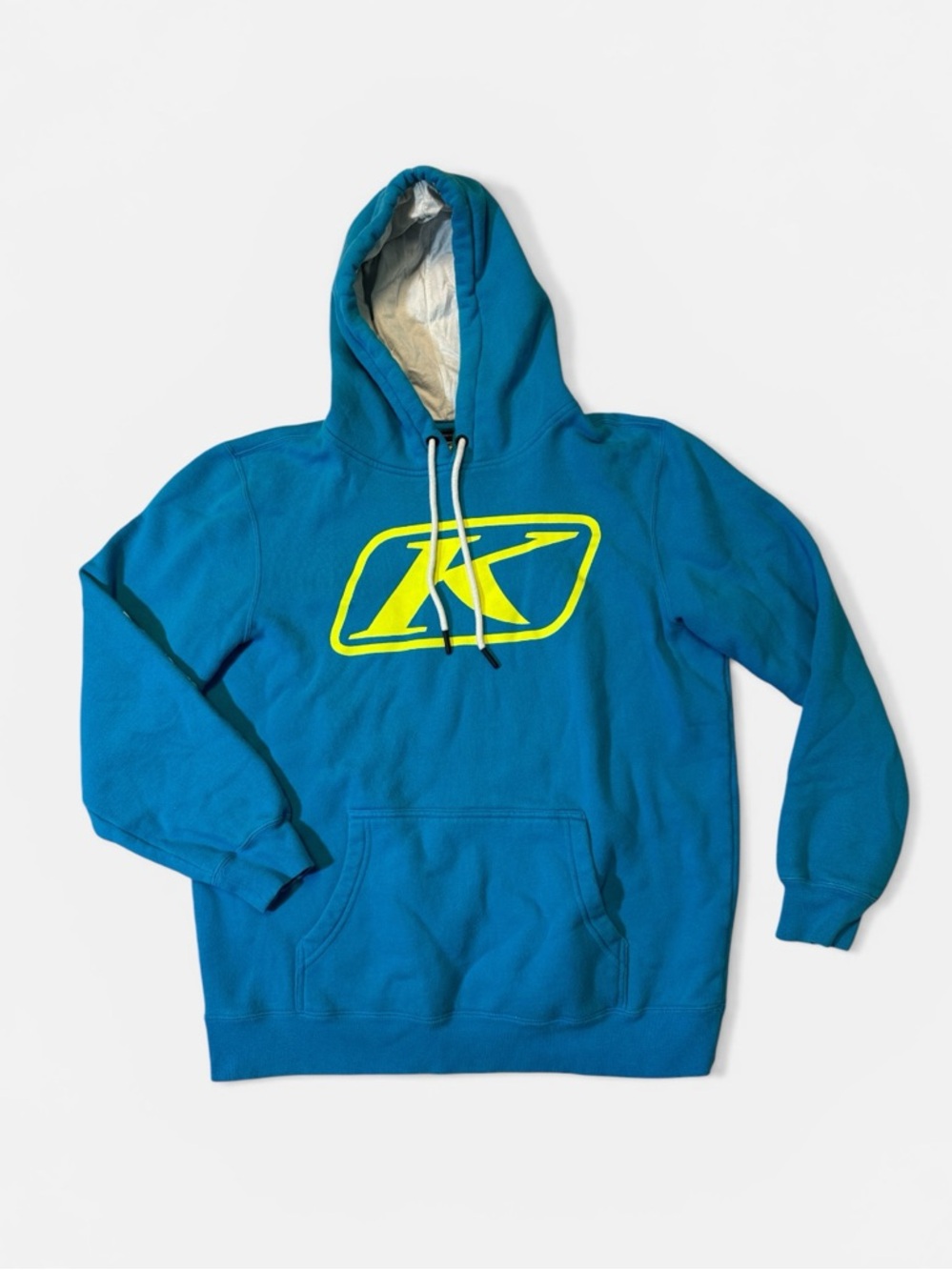 Klim mens M Medium light blue fleece cotton pullover hoodie EUC